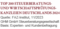 TOP 200 Steuerberatungs- und Wirtschafzsprüfungskanzleien 2024 - FAZ-Institut