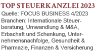 GHM GmbH StBGes. und Dr. Peter Happe zählen zu den renomiertesten Beratern für Unternehmens-, Konzernbesteuerung und internationales Steuerrecht - FOCUS Business 2023