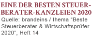 Beste Steuerberater & Wirtschaftsprüfer 2020 - brandeins