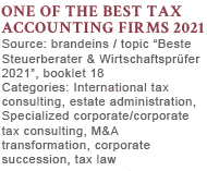 One oft the best Tax Accounting Firms 2021 - brandeins