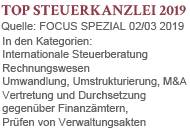 Beste Steuerkanzlei 2019 - FOCUS SPEZIAL