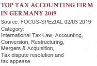 Top Tax Accounting Firm 
in Germany 2019 - FOCUS SPEZIAL